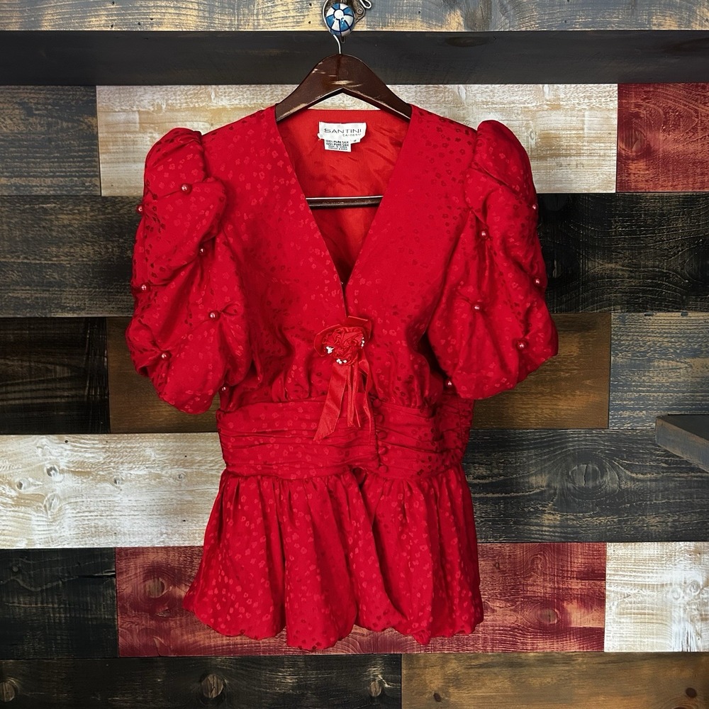 Paolo Santini Silk Blouse Ruffle Vintage Size 8 Dress